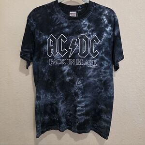 Vintage ACDC Back in Black Tie Dye Anthill Trading TShirt Gildan Heavy 2005 M